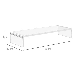 Supporto per monitor in vetro acrilico trasparente con vano per tastiera portata massima 30 kg 53 × 19 × 9 cm