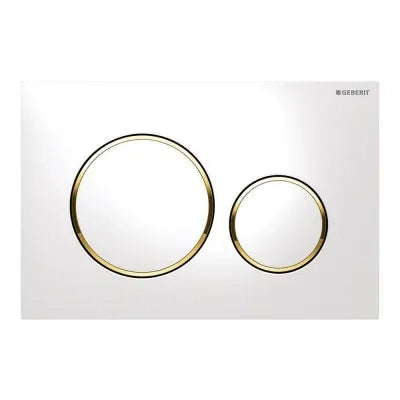 Placca di comando Geberit Sigma20 bianco lucido e inserti oro