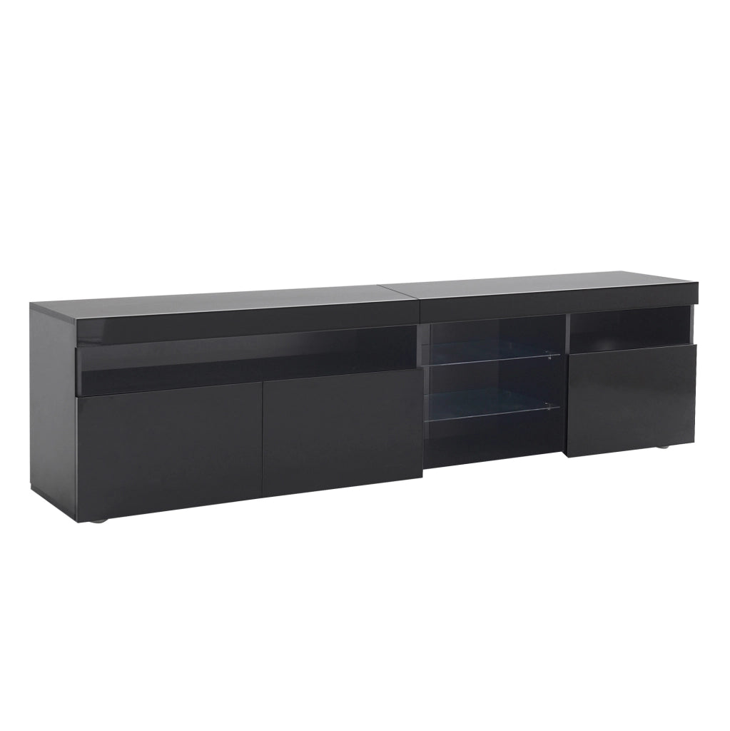 Mobile porta TV 180x35x48 cm con LED a 4 modalit¨¤ in MDF nero lucido
