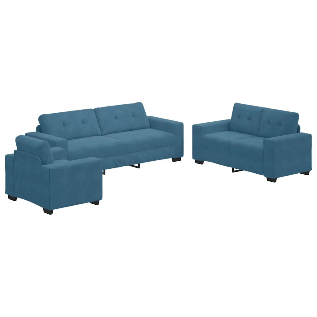 Set di divani 3 pcs Blu 221 x 80 x 80 cm Velluto 3324648