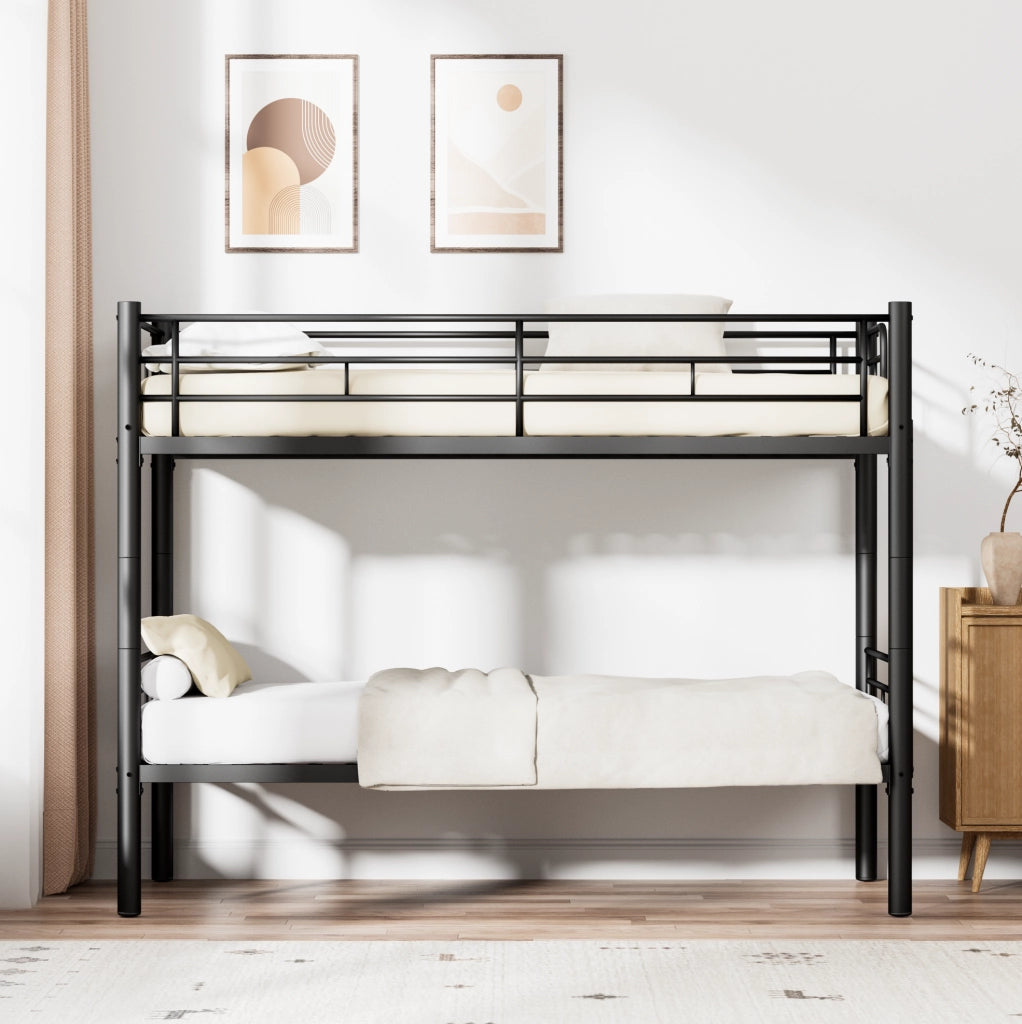 Letto a castello 90x190 cm separabile in 2 letti singoli in metallo nero