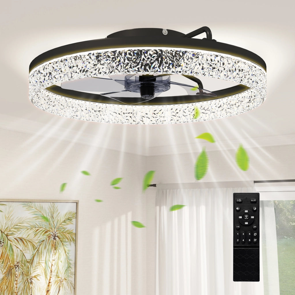 Ventilatore da Soffitto con Luce a LED Dimerizzabile e Telecomando ¨C Zephmum ¨C Nero