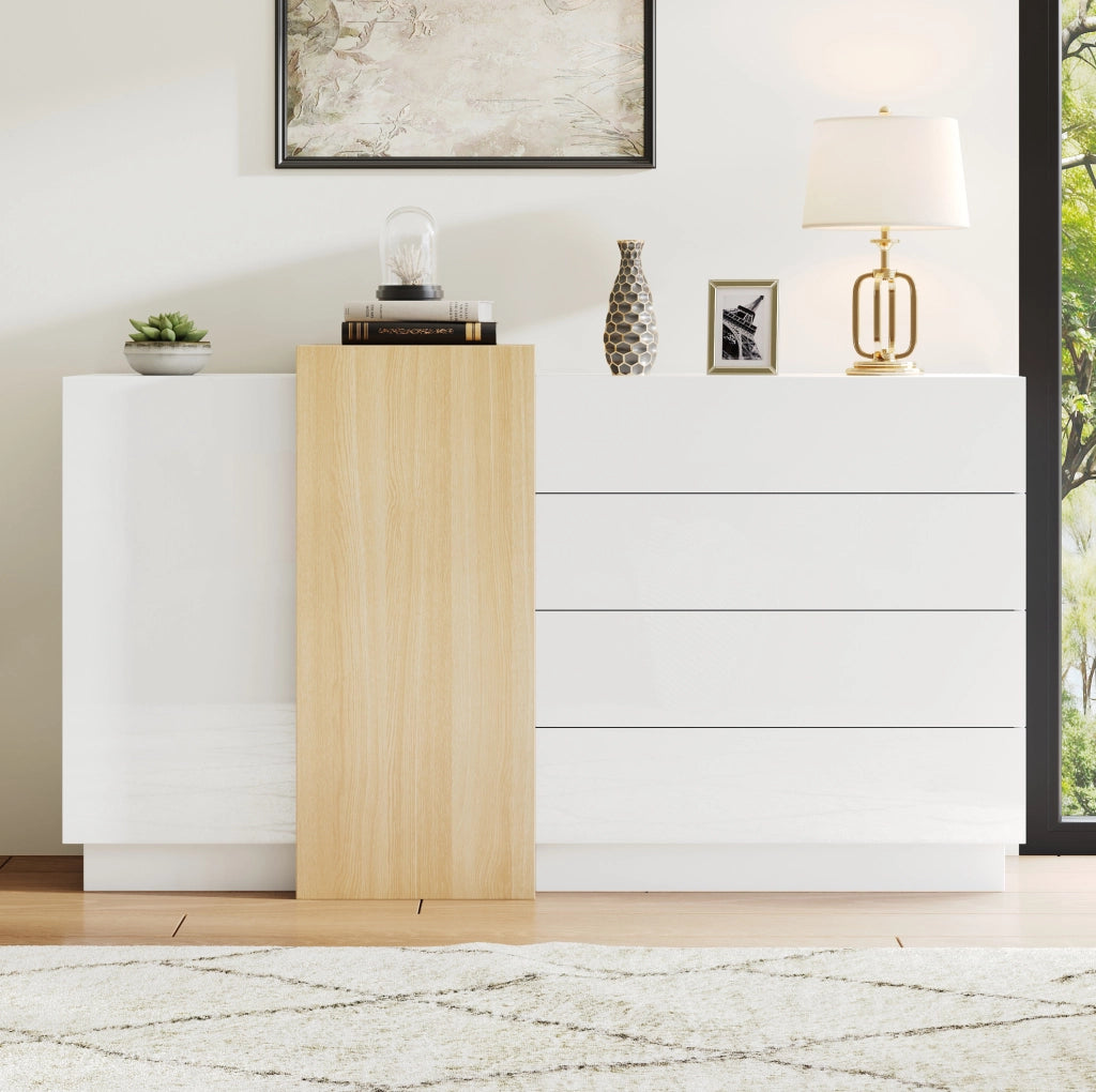Credenza moderna bianca lucida con contenitore integrato