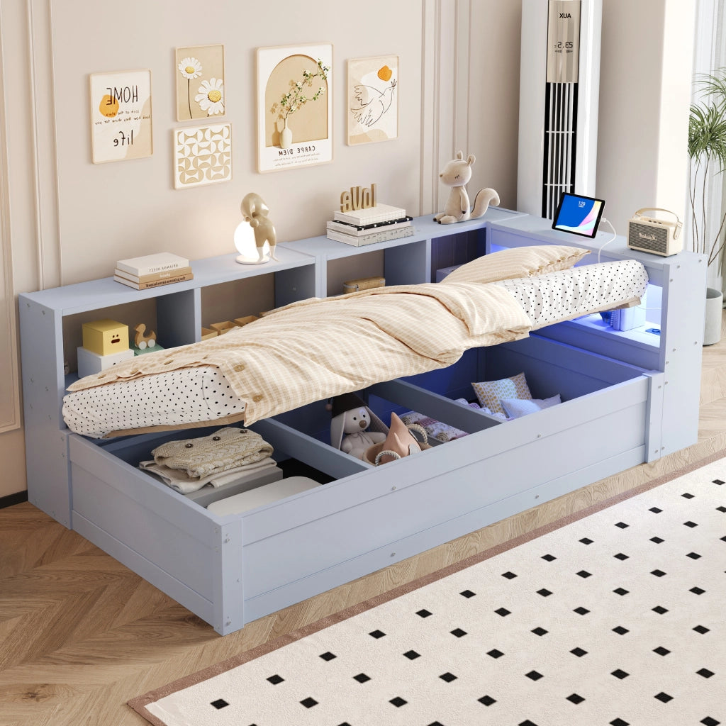 letto multifunzione mdf grigio 90 x 200 cm