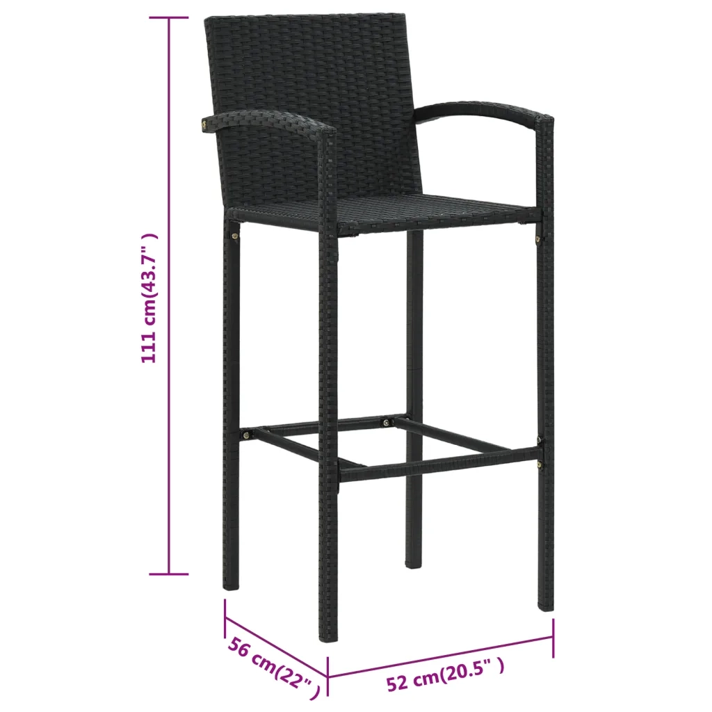 Sgabelli da Bar 4 pz in Polyrattan Nero 362584