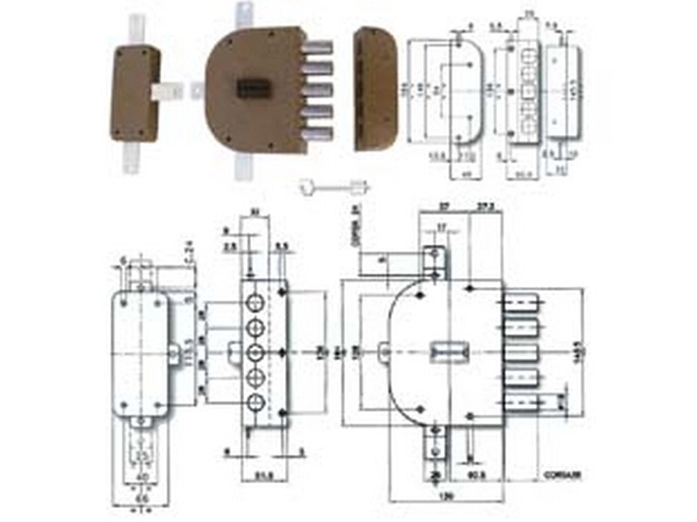 1pz serratura quintuplice applicare senza scrocco doppia mappa 2300 mm60 sx cod:ferx.fer214063