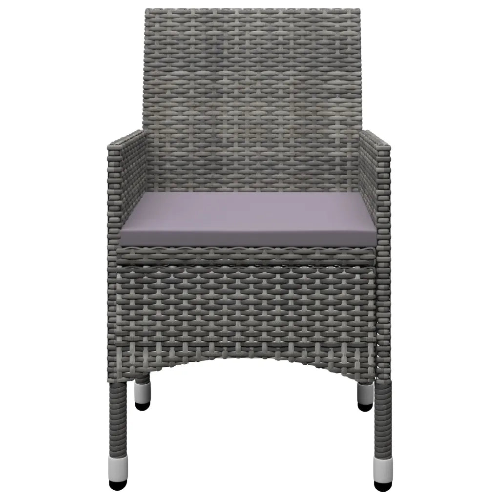 Set Bistrot Giardino 3 pz | Set Salotto da Giardino Polyrattan e Vetro Temperato Grigio