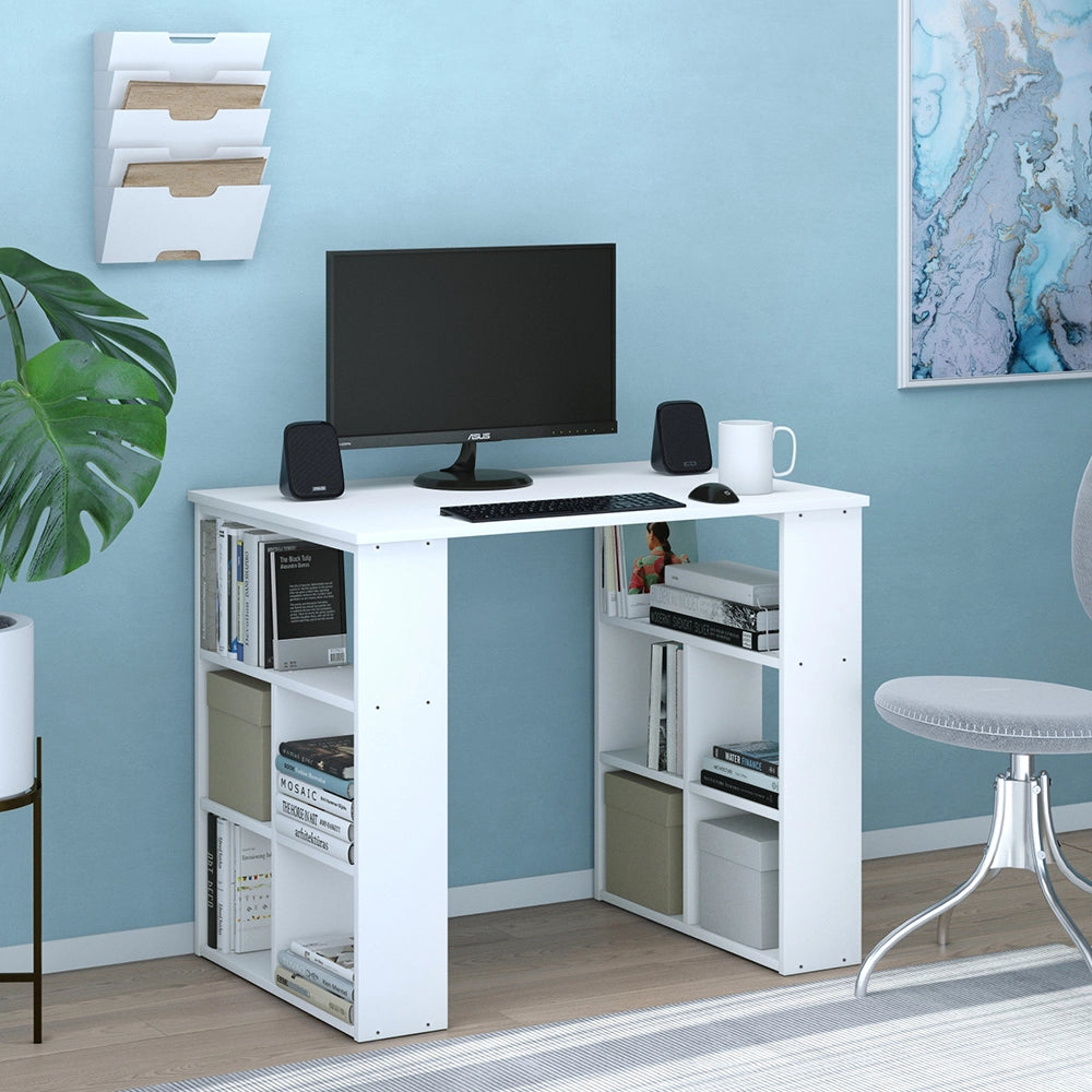 Vicco Scrivania con ripiani Bianco 90 x 60 cm