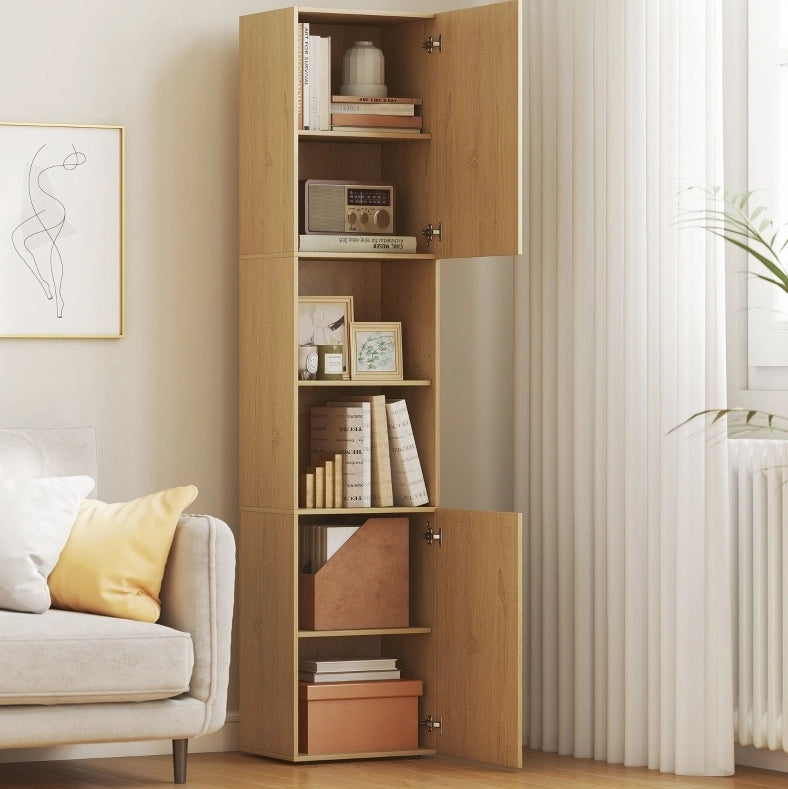Colonna da bagno 40 x 31 x 182 cm in legno color rovere con ripiani regolabili