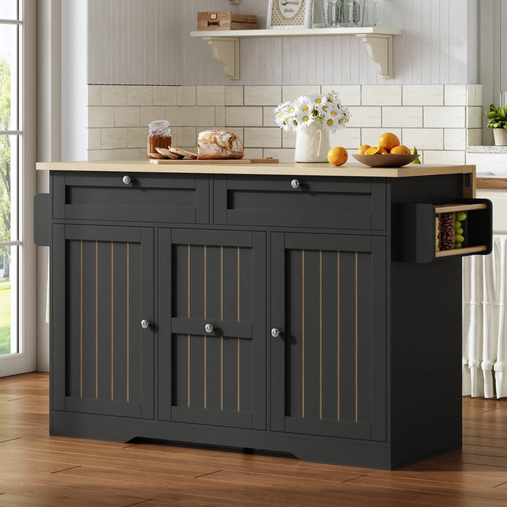 Isola Cucina Mobile con Piano Ribaltabile e Cassetti ¨C MINIMAL ¨C 120x45x92 cm