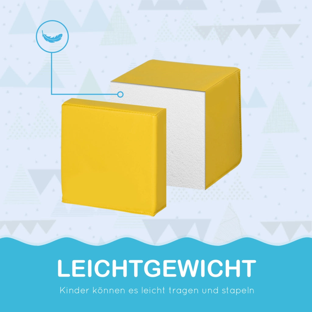 Set 12 Blocchi da Costruzione Morbidi in Schiuma per Bambini 1-3 Anni Rosso e Giallo, Gioco di Coordinazione ed Equilibrio