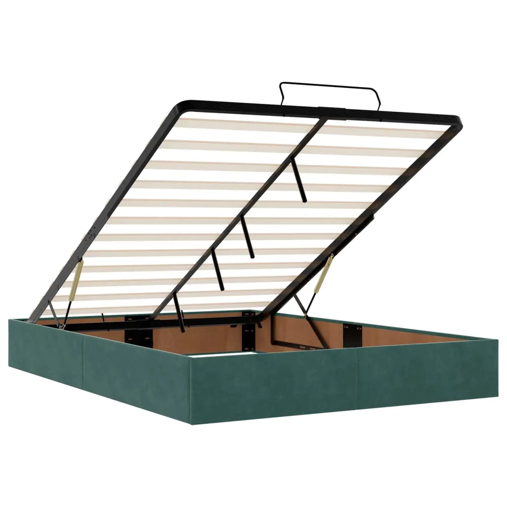 Letto Ottomano con Materasso e LED Verde Scuro 140 x 200 cm 3457218
