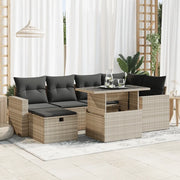 Set Divani da Giardino 7pz con Cuscini Grigio Chiaro Polyrattan 3327822