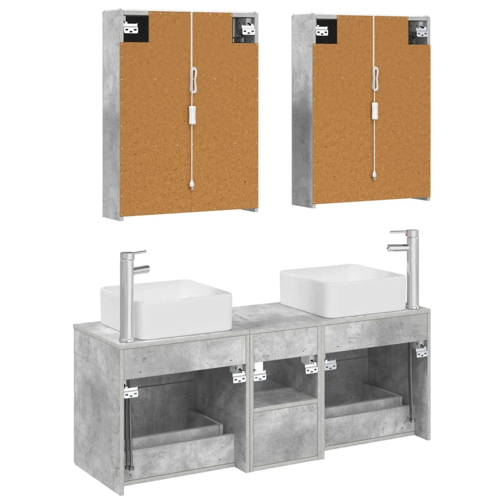 Set di mobili per il bagno 5 pz Grigio Cemento 3406770