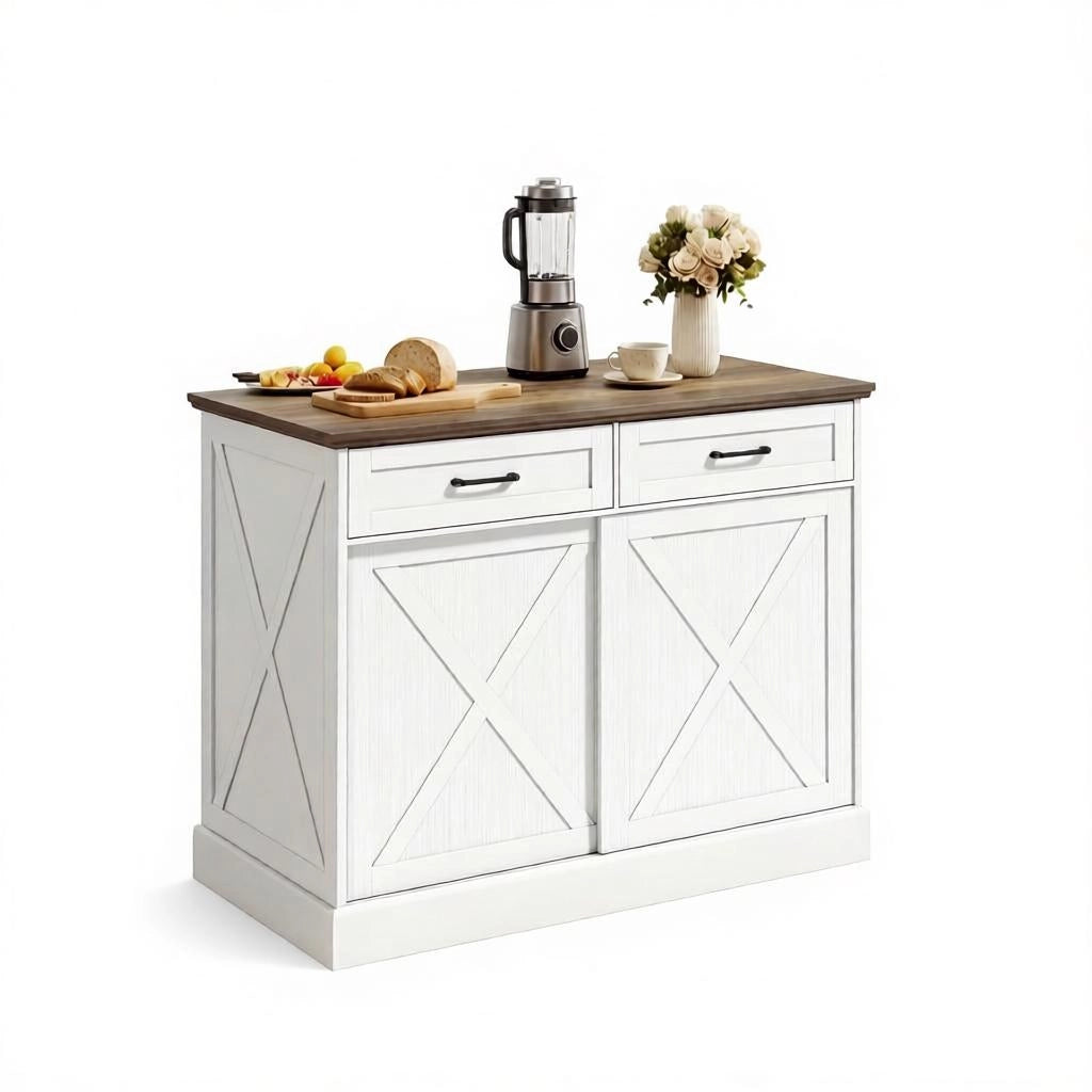 Mobile contenitore da cucina con 2 cassetti e anta scorrevole; ripiano regolabile; per cucina; 106.4×57×92 cm