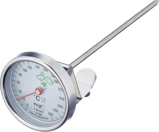 Termometro per grassi da cucina in acciaio inossidabile - Utile strumento per la cottura ottimale - 14.1024 - Dimensioni (L) 51 x (P) 60 x (A) 162 mm