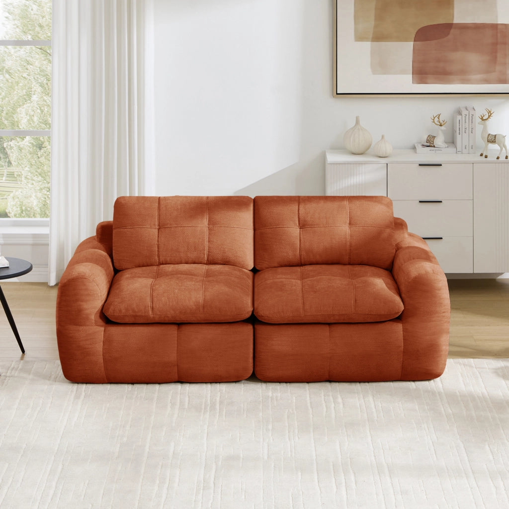 DIVANO Modulare 194x97x68 cm in Chenille Arancione