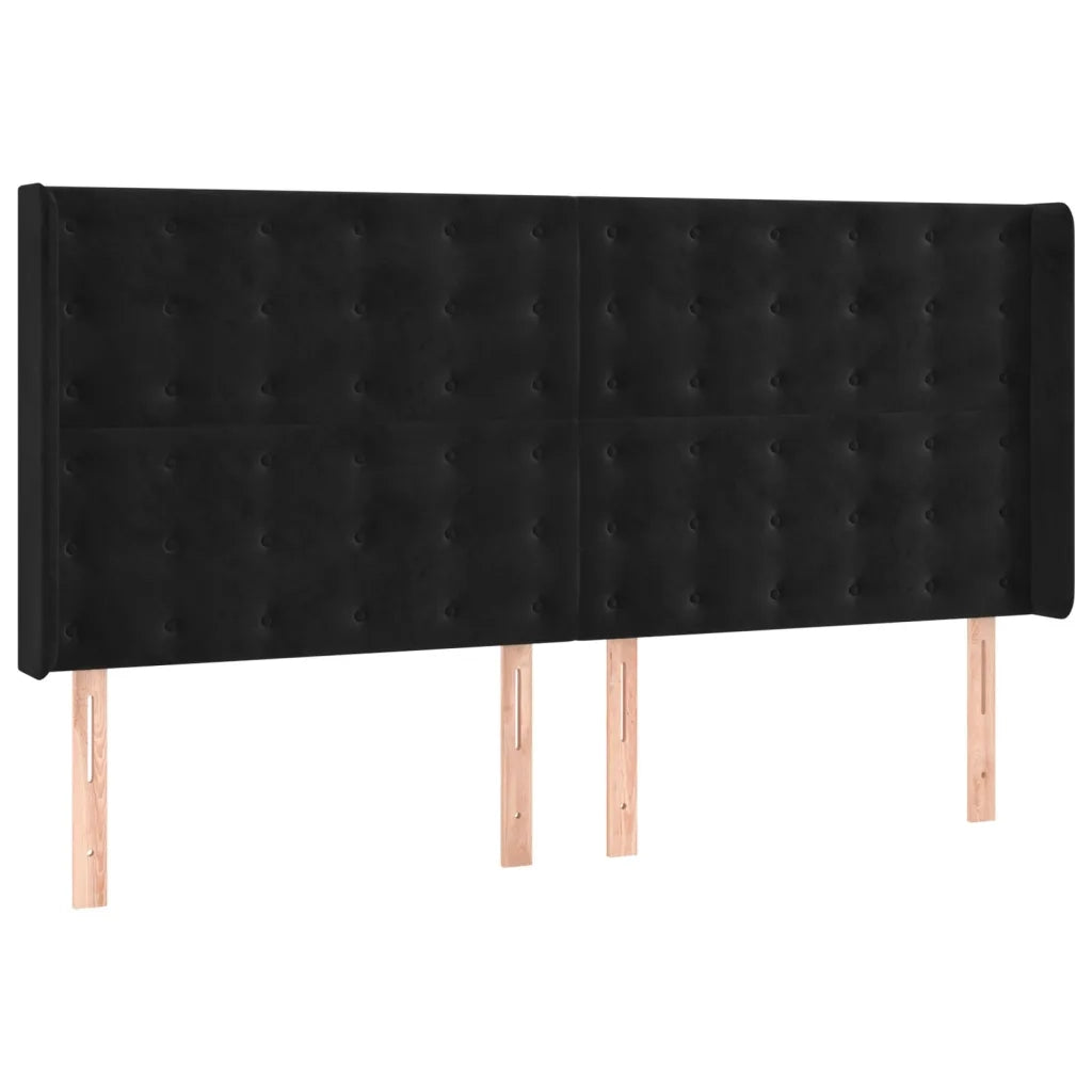 Giroletto a Molle con Materasso Nero 180x200 cm in Velluto
