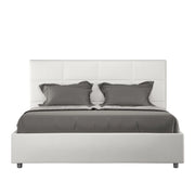 BS COM Letto queen size senza rete imbottito 150x200 similpelle bianco