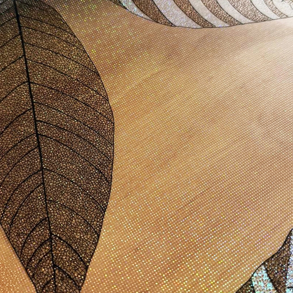 Tovaglia Trasparente Decorata Glitterata Pellicola Pvc 100x280 Cm Tavolo Antimacchia Spessa Foglie (B)