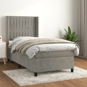 Giroletto a Molle con Materasso-Struttura Letto Grigio Chiaro 90x200 cm Velluto 696271