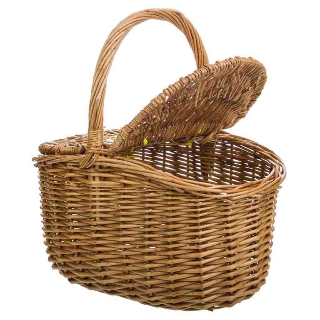 Cesto in vimini marrone con coperchio 32x21x16/32h
