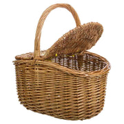 Cesto in vimini marrone con coperchio 32x21x16/32h