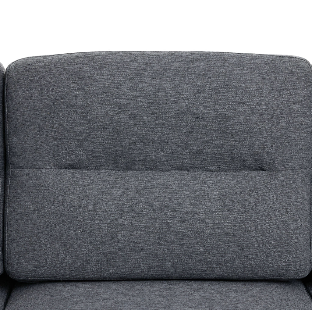 Divano angolare a L 3 posti con chaiselongue grigio 204x136x80 cm con tasche laterali e 10 piedi