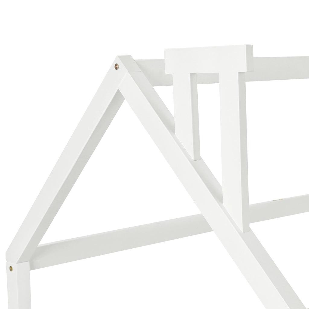 LETTO a casetta con tetto e recinto 90x200 cm in legno di pino bianco