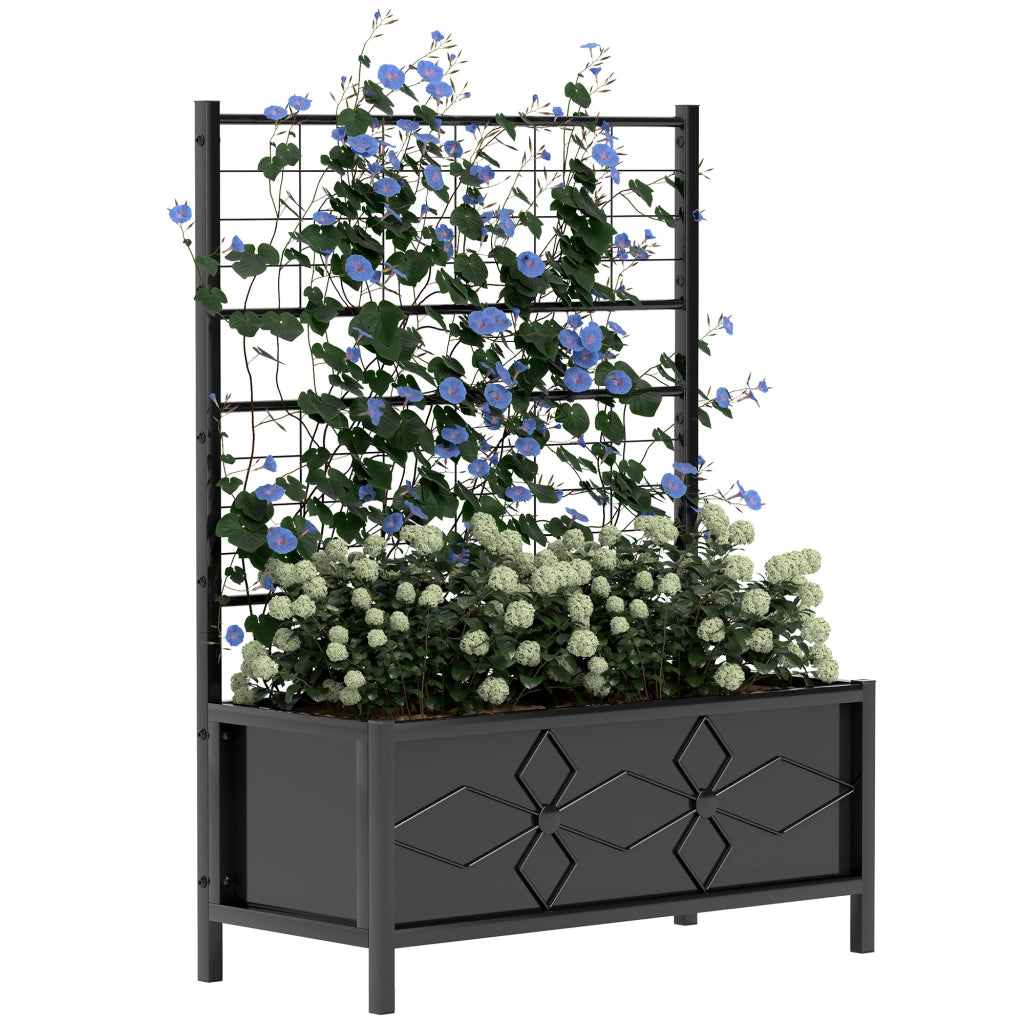 Fioriera Rialzata per Giardino con Griglia ¨C Minimal ¨C Nero Acciaio Galvanizzato 90x40x120 cm