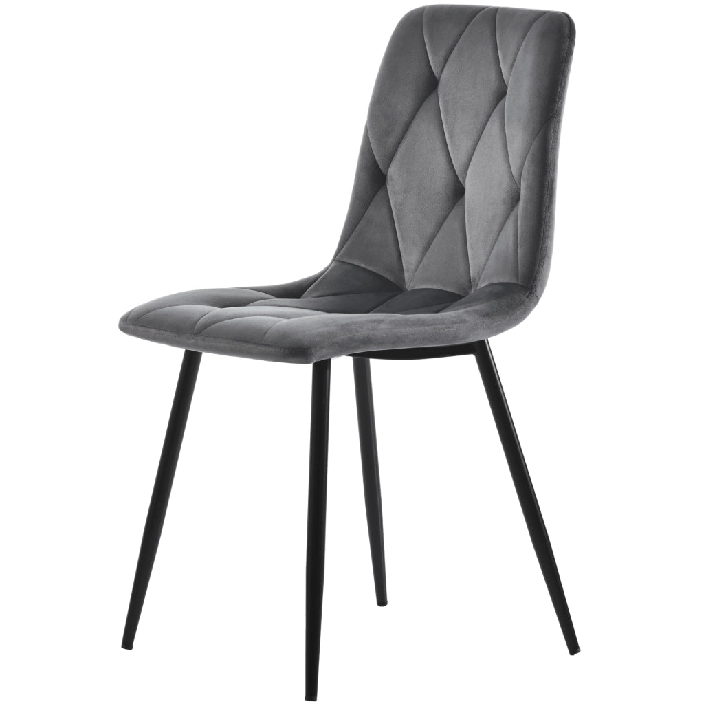 Sedie da Pranzo Set 4 Pezzi Imbottite ¨C Xylo ¨C Velluto Grigio Scuro, Gambe in Metallo