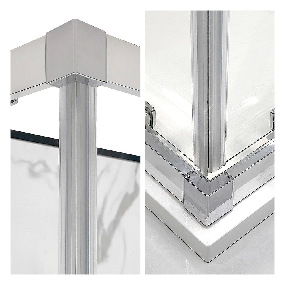 Box doccia angolare 150x150 con doppia porta scorrevole in vetro trasparente Ted