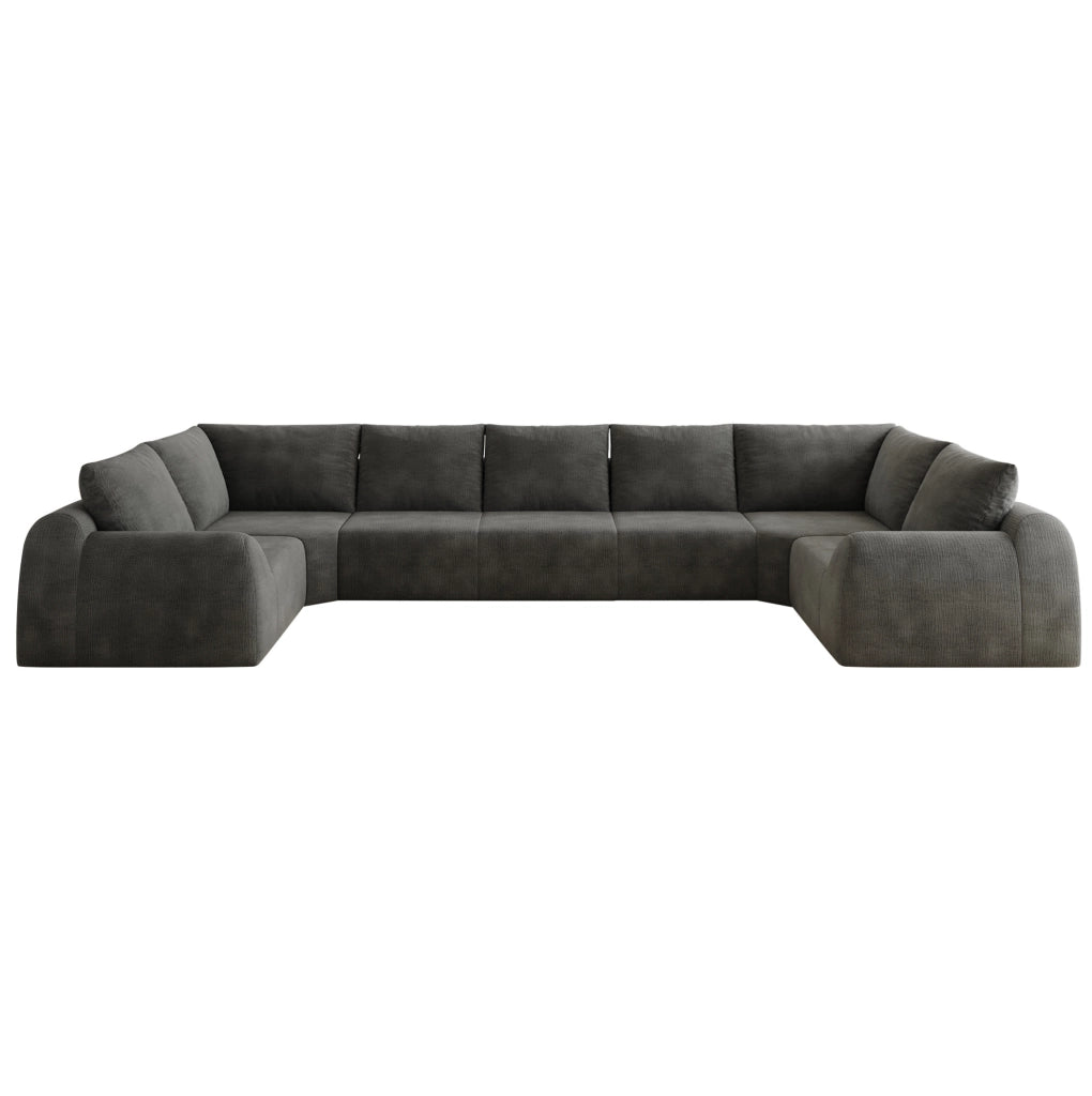 Divano in tessuto grigio scuro 411 × 200 × 85 cm