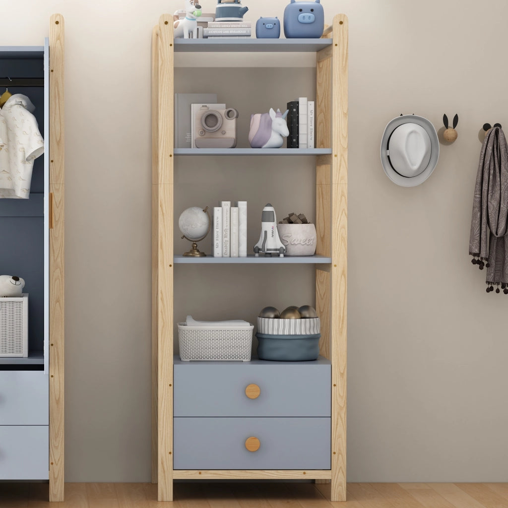 ARMADIO Combinato con Scaffale 90x45x180 cm Blu e Legno