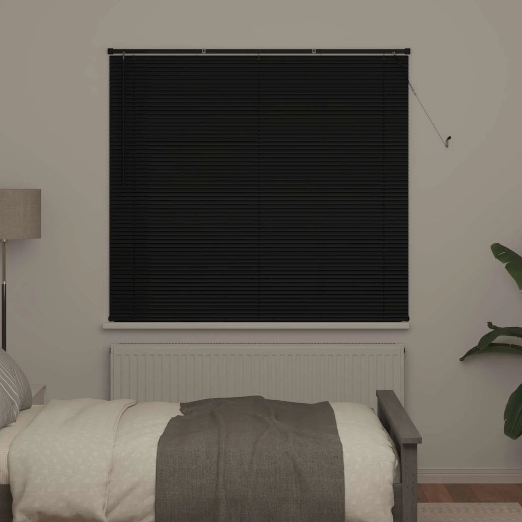 Tenda Veneziana | Tenda a lamelle Nero 150 x 160 cm 25 mm PVC