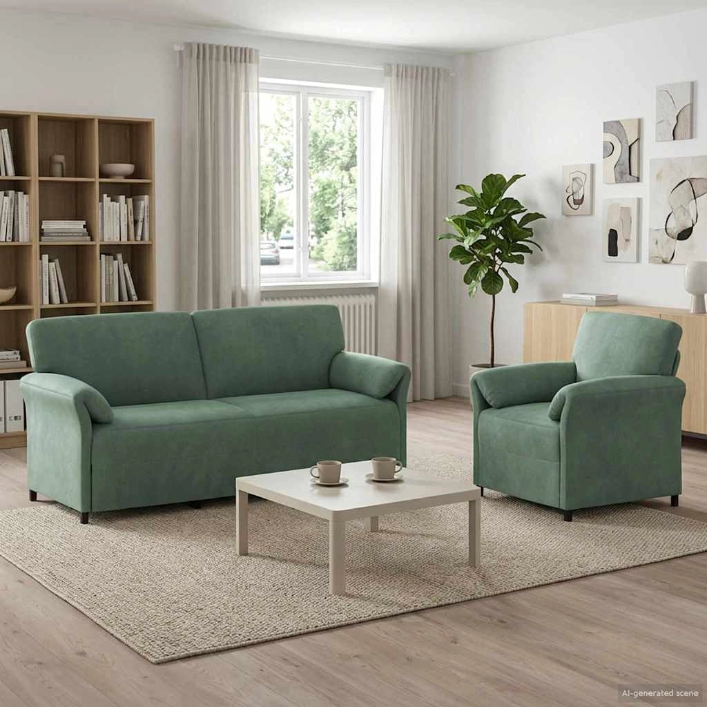Set di divani 2 pz Verde Mare Velluto 3424924