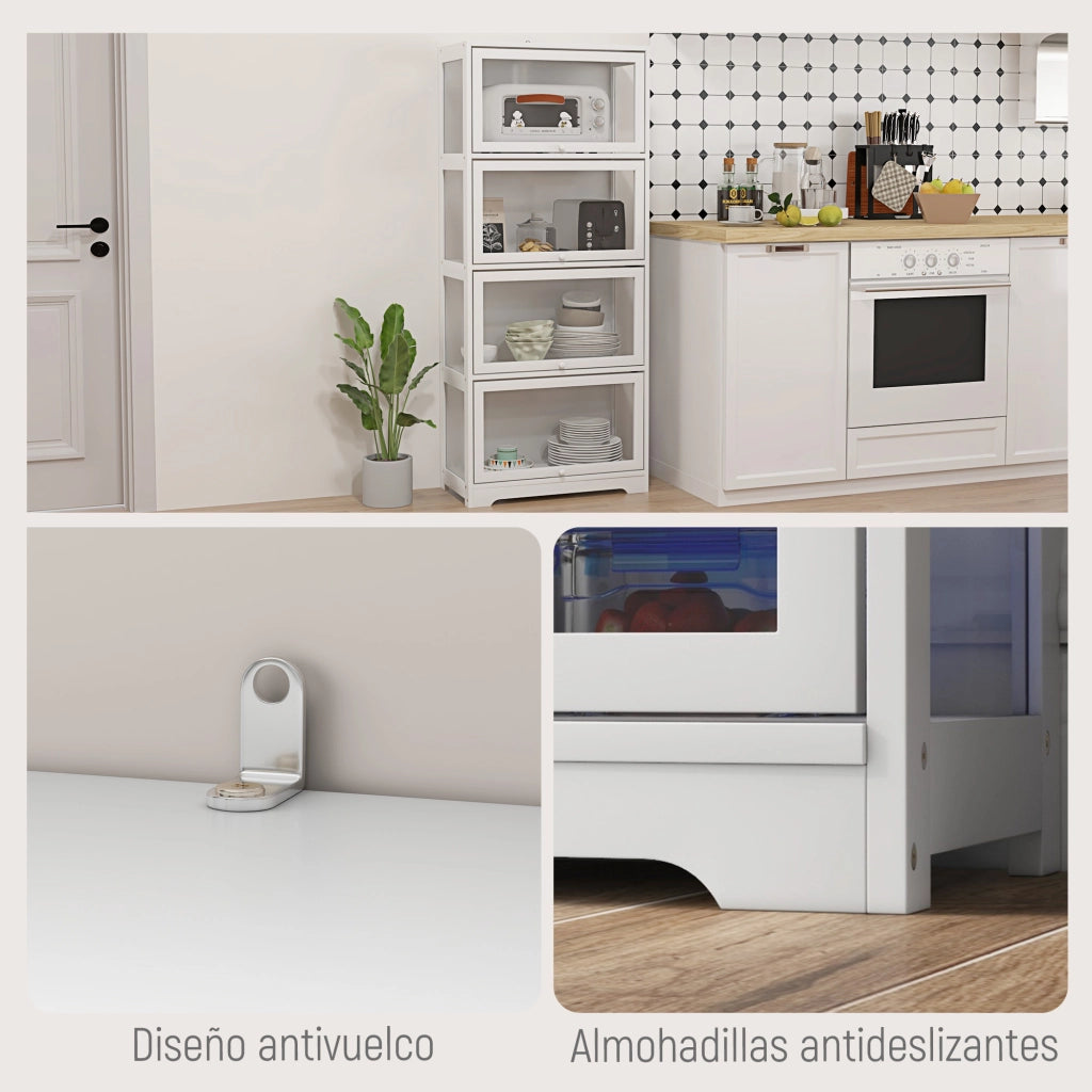 Vetrina Libreria 4 Ripiani con Ante ¨C Xylo ¨C Bianco 59x30x139 cm