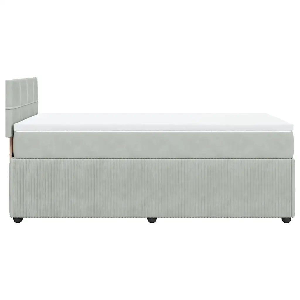 Giroletto a Molle con Materasso Grigio Chiaro 100x200cm Velluto