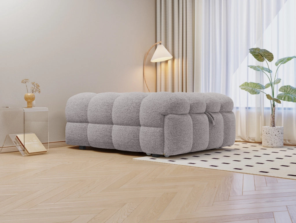 Pouf letto 2 in 1 in bouclé grigio