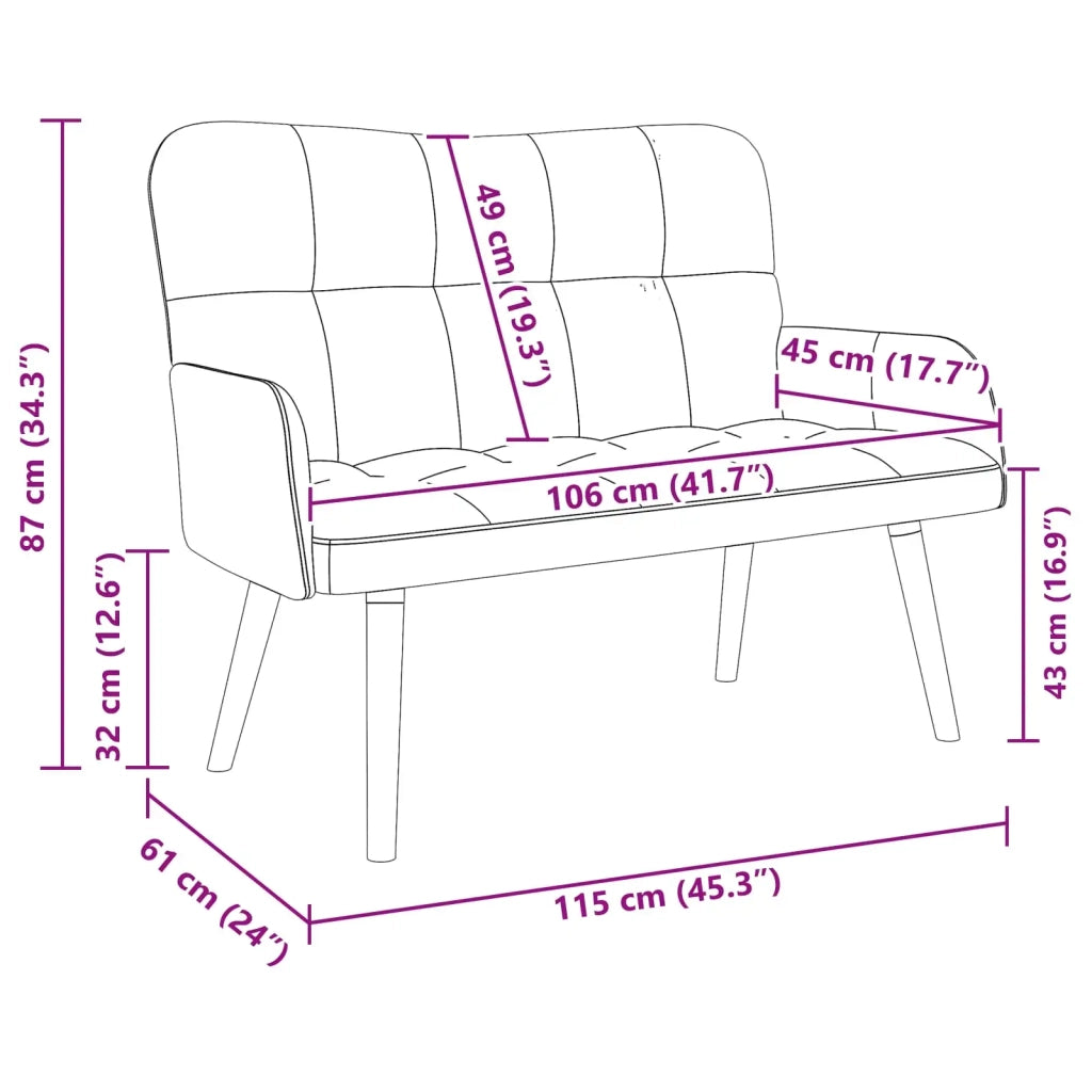 Sofa a Due Posti Turchese 115 x 61 x 87 cm Velluto 42028949