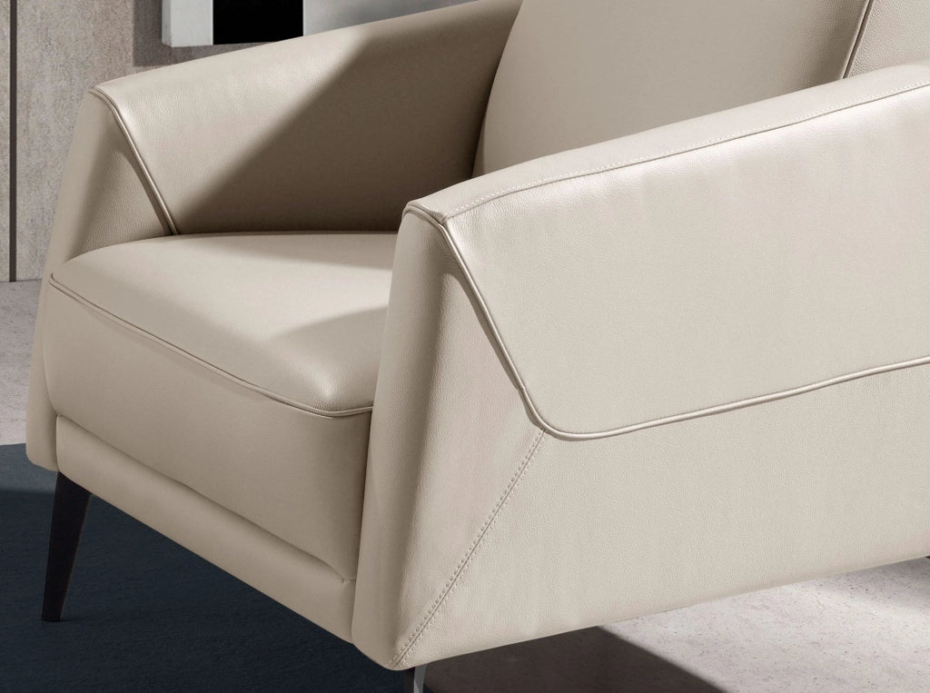 Poltrona in pelle grigio taupe