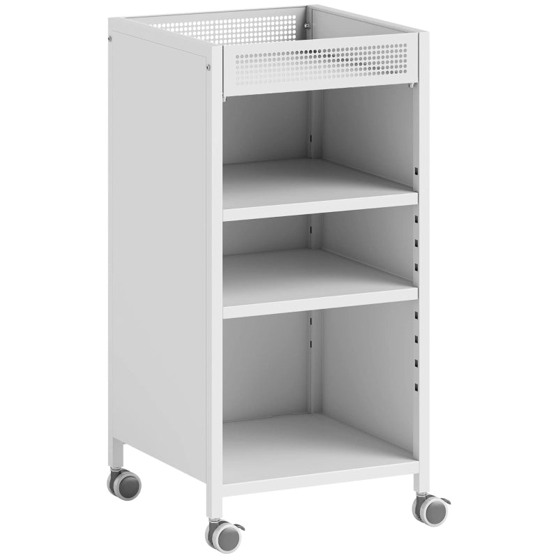 Scaffale mobile 35x34x69.5 cm con ripiani regolabili in metallo bianco
