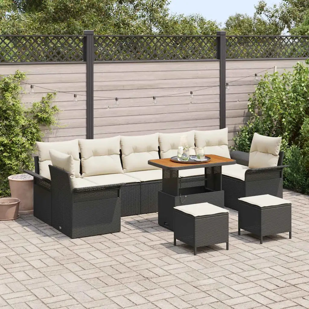 Set Divano da Giardino con cuscino 10 pcs Nero polyrattan 3362120