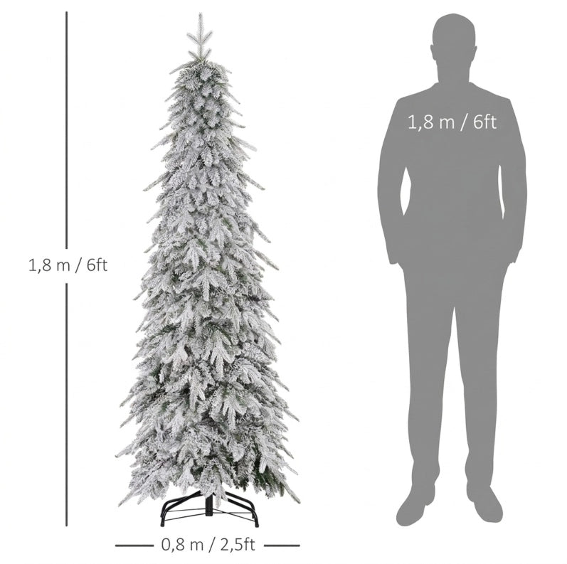 Albero di Natale artificiale 180 cm con 600 rami densi, effetto neve, apertura automatica