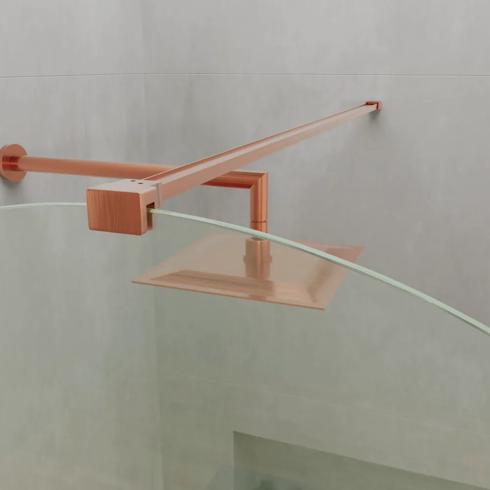 Doccia walk-in arco 80cm con profilo rame spazzolato vetro trasparente 8mm easy clean h200| Nusa