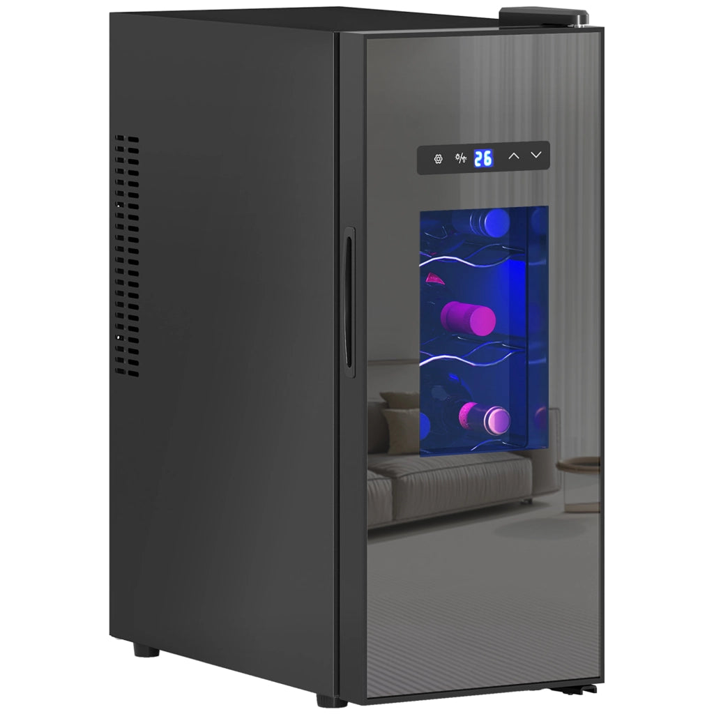 Cantinetta vino 12 bottiglie 30L termoelettrica silenziosa con porta in vetro display digitale e luce LED nero