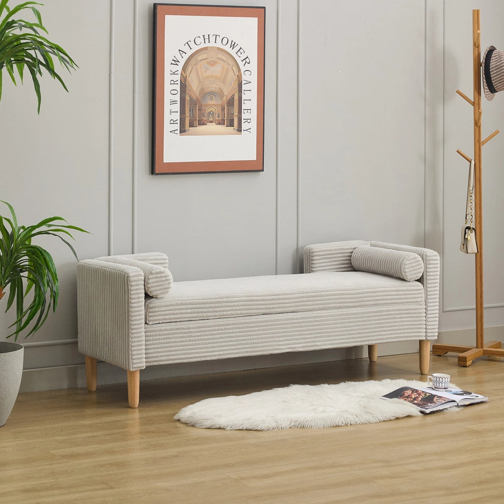 Pouf con Braccioli, Schienale e Cuscini ¨C MINIMAL ¨C Velluto Grigio