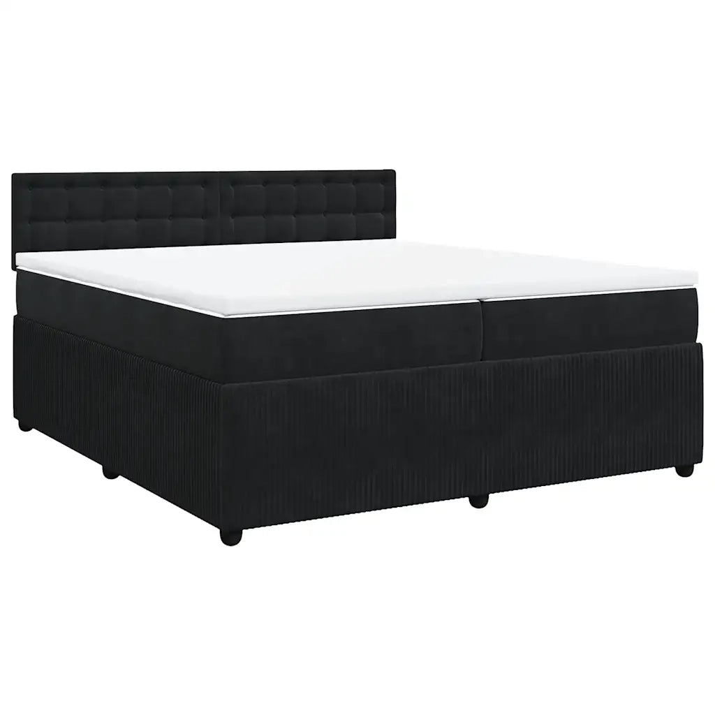 Giroletto a Molle con Materasso Nero 200x200 cm in Velluto