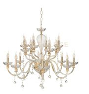 LAMPADARIO ROXANNE 16 LUCI ATTACCO E14 D.96CM ORO E TRASPARENTE