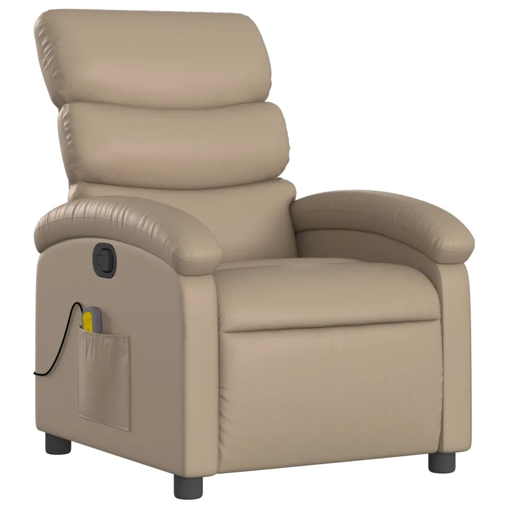 Poltrona Massaggiante | Sedia Relax Reclinabile cappuccino in Similpelle